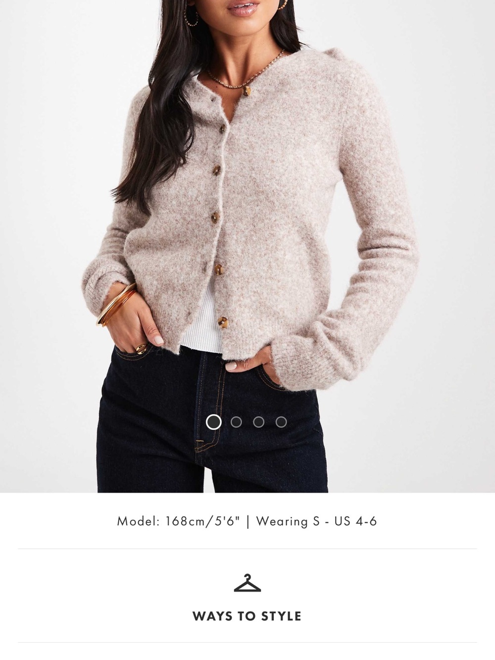 ASOS Button-Front Fuzzy Knit Cardigan in Light Beige